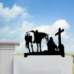 1pc Horse And Cowboy Iron Art Silhouette Mail Box Top Decoration Decorative Mail Box Signage Mail Box Decoration Excluding Mailboxes Mailboxes And Mailbox Covers